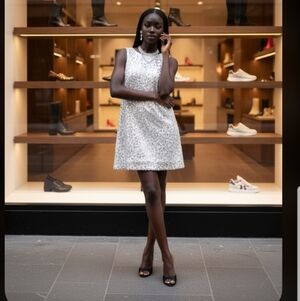 White House Black Market Cream Sequin Mini Dress